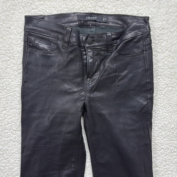 J Brand Black Lambskin Leather Bootcut Pants - Picture 2 of 12